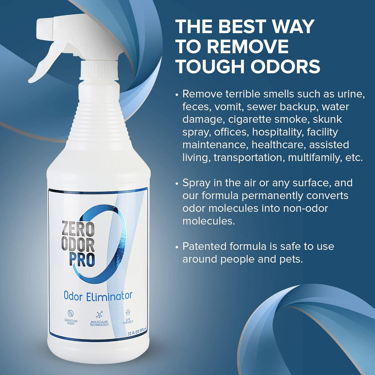 Zero Odor Pro - Commercial Strength Eliminator Odor Neutralizer, Room Deodorizer Odor Eliminator Musty Smell - Strongest Odor Eliminator Trigger Spray, (32-ounce)
