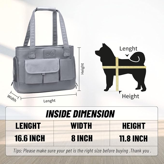 Dog Carrier, Cat Carrier, Pet Carrier, Foldable Waterproof Premium Oxford Cloth Dog Purse, Portable Bag Carrier for Small to Medium Cat and Small Dog（Grey）