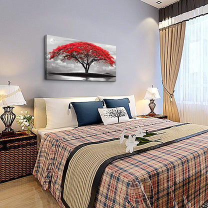 canvas wall art for living room bathroom Wall Decor Black and white landscape red tree moon scenery Hang painting Home Decorations for office bedroom kitchen Works canvas Prints pictures 20" x 40"inch