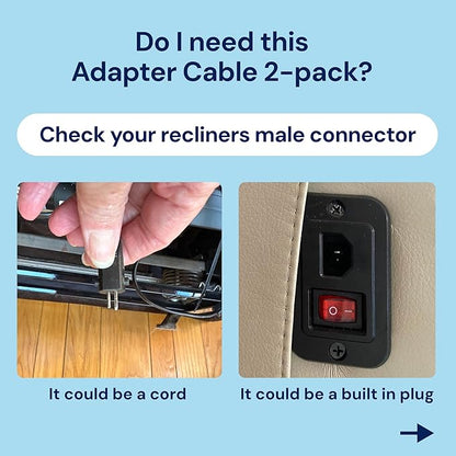 Blue Cactus Adapter Cables for Recliner Battery Pack - Adapts Your Battery to Your Recliner - 1pc 2-pin Male to 5-pin Female - 1pc DIN 45322: 5-pin to 2-pin Male, Compatible with La-Z-Boy (2-pc, 6.9")