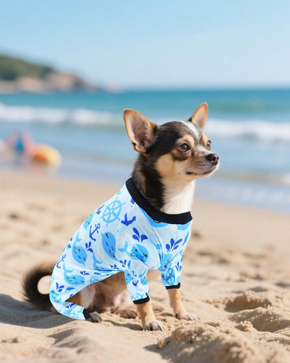PET SHOW 4 Pack Small Dog Pajamas Watermelon Doggies Soft Stretchy PJs Whale Ice Cream Jumpsuit Puppy Cats Girl Boy Floral Onesies Outfits with Sleeve Pets Breathable Summer Dog Clothes Costume M