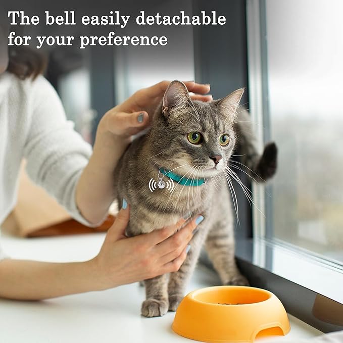 OOPSDOGGY Cat Collar for AirTag Holder, Leather Kitten Collars with Elastic Strap & Bell, Non Breakaway Adjustable Small Pet Collars for Indoor & Outdoor for Boy, Girl (Olive Green)