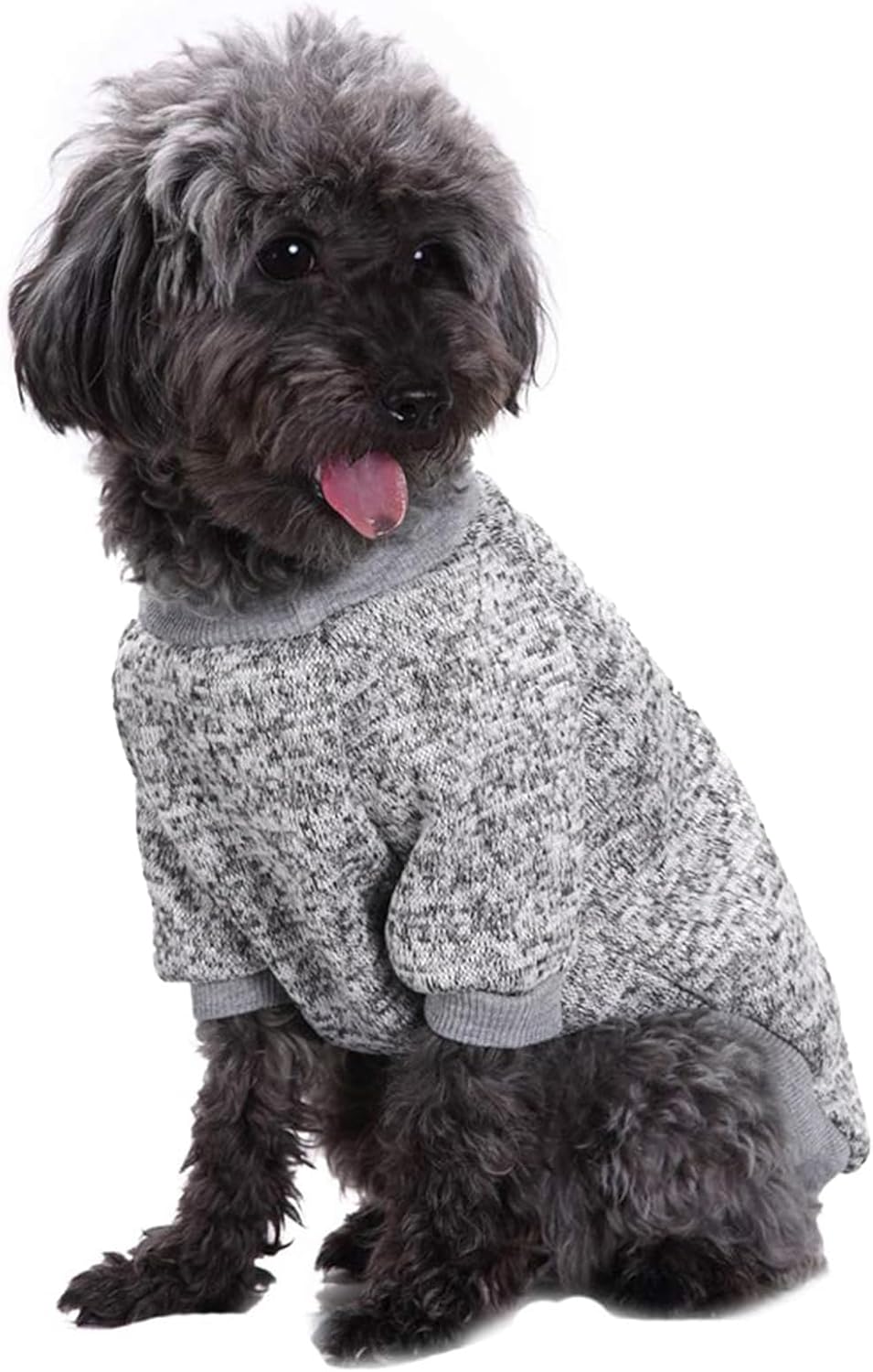 Jecikelon Dog Clothes Dogs Sweater Soft Puppies Clothing Winter Puppy Sweaters Warm Outfit for Dogs Small XXS XS Cat Apparel (Grey, L)