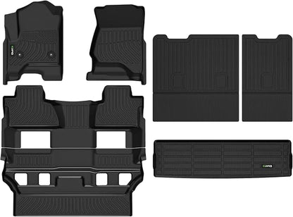 HAFIDI® Floor Mats & Cargo Liner & Backrest Mat for Chevy Tahoe & GMC Yukon 2015-2020 (Only for 7 Seats & Bucket Seat, Not for XL) All Weather TPE Anti-Slip Car Floor Liners Custom Accessories-Black