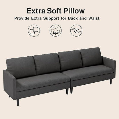 Gizoon 104''in 4 seat Sectional Sofa, Freely Configurable Sectional Couch, Convertible Modular Sofa, with Deeper Seat, Comfortable Fabric, Removable Armrest, for Living Room, Dark Grey