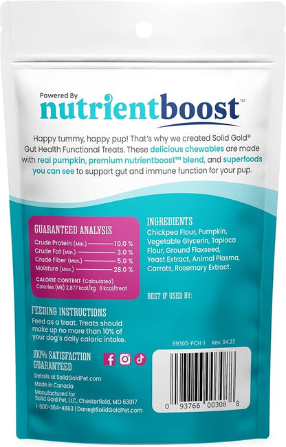 Solid Gold Healthy Dog Treats - Functional Pumpkin Dog Teats w/Flaxseed & Gentle Superfoods for Gut Health & Digestion - Gluten Free Healthy Training Treat for Dogs of All Ages & Sizes - 5.2 oz