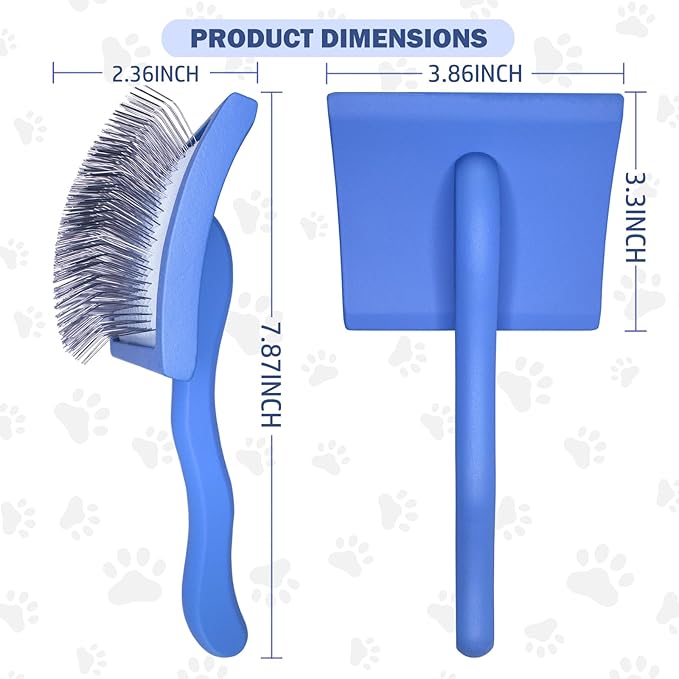 Dog Slicker Brush for Golden Doodle Grooming Kit - Dematting Brushes for Goldendoodles, Labradoodles, Poodles - Pet Hair Brush for Medium & Long Haired Dogs - Large (Blue)