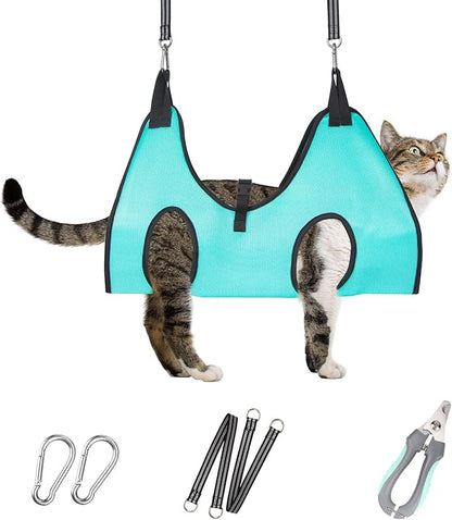 Cat Grooming Hammock - Dog Grooming Harness with Nail Trimming Feature (XS, 15lb), Dog Sling for Nail Clipping