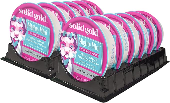 Solid Gold Wet Dog Food for Small Dogs - Grain Free Small Dog Food Wet Recipe w/Chicken, Superfoods & Vitamins for Gut Health & Immune Support - for Puppies, Adult & Senior Breeds - 12ct 3.5oz Cups