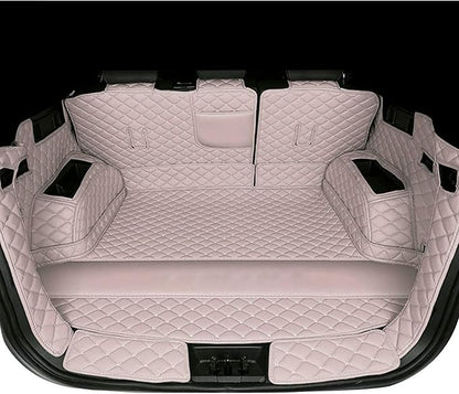 Car Cargo Mat Compatible with BMW X5 5 Seat 2014-2018 Backrest Mat+Trunk Mat+Hight Side Mat Full Coverage Trunk Liner Luxury Leather-Beige