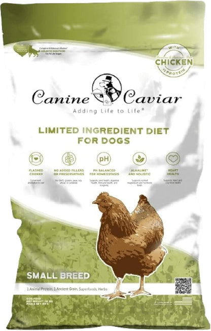 Canine Caviar - Small Breed: Chicken & Whole Ground Oats, Alkaline Dry Dog Food, Limited Ingredients, Gluten-Free, Based on Science & Research, Veterinary Alternative Diet (22 Pound Bag)