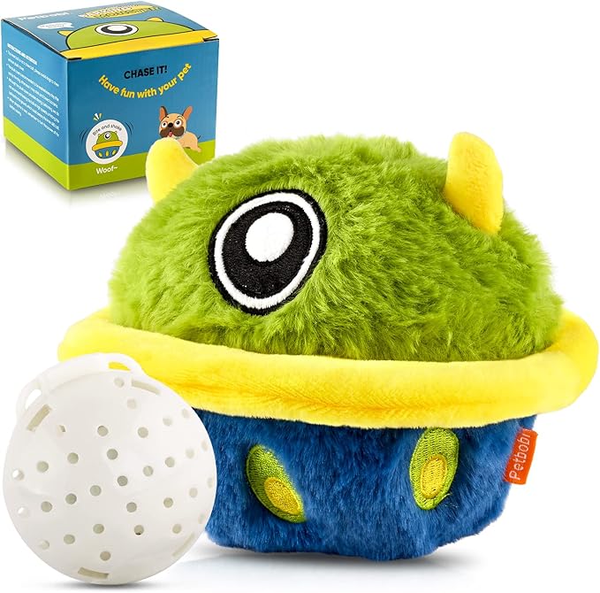 Petbobi Interactive Dog Toys Monster Plush Toy Shake Squeaky Crazy Bouncer Ball Battery Operated Toy for Small Medium Puppy Motorized Entertainment, Mysterious Bobby