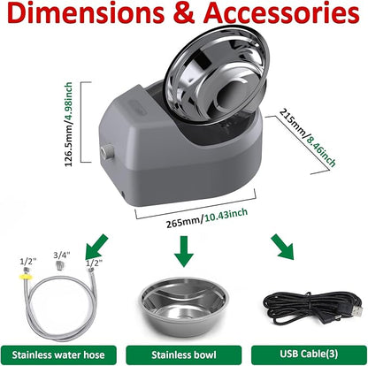 Dog Fountain Auto Filling Dog Water Dispenser | Auto Replenish Water Dog Bowl, USB Supply & 24Hrs Fresh Water for Large Medium Dogs, Small Puppies