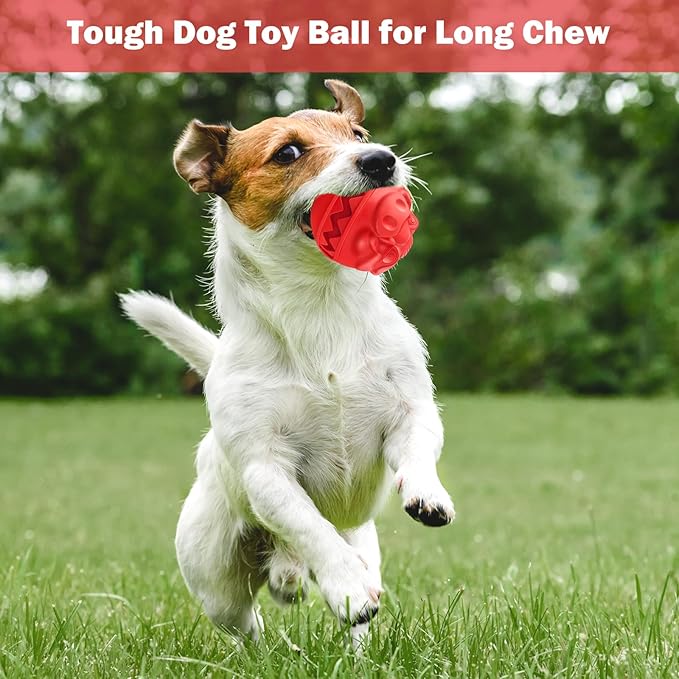 Rubber Treat Dispensing Dog Toys, Indestructible Dog Ball for Aggressive Chewers, Interactive Treat Toy for Boredom to Keep Them Busy, Large Aggressive Chew Dispensing Ball