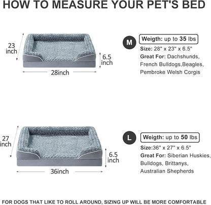 WNPETHOME Orthopedic Washable Dog Bed Large for Senior Dog Cozy Sleep | Waterproof Big Soft Dog Couch Sofa Bed for Dogs Relax with Removable Cover Supportive Comfort Pet Bed Grey 28x23 Inch