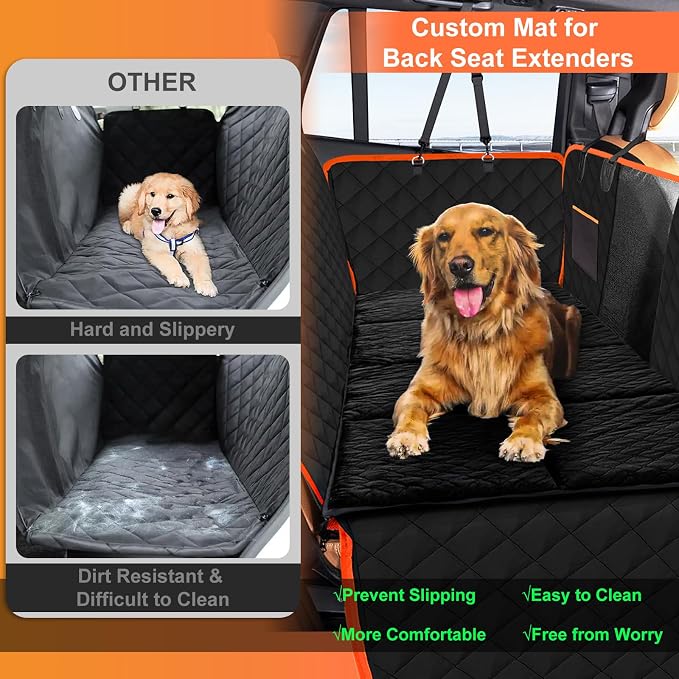 Car Backseat Dog Mat, Comfortable Non-Slip Cushion Suitable for Travel Dog Bed and Pet Home Sofa Blanket, Custom Mat for Car Backseat Extender and Seat Cover (Black 51.2 x 23.6in)