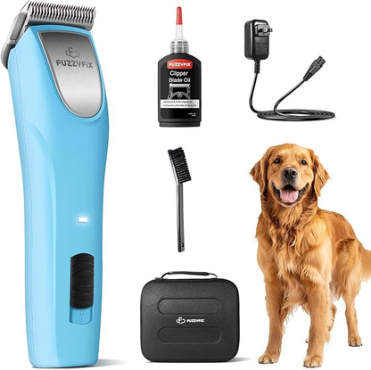 Professional Dog Clippers for Grooming - 2 Speed Detachable Blade Pet Grooming Kit for Thick Curly Matted Coats - Low Noise Heavy Duty Cordless Hair Trimmer for Animal
