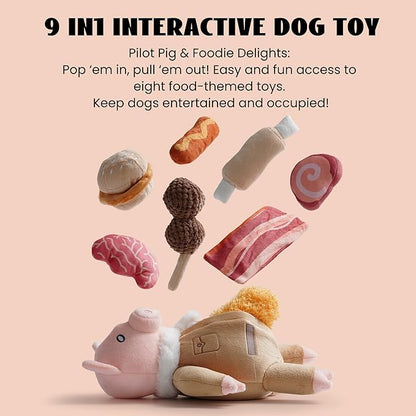 Nocciola Stuffed Pig Dog Toys: Funny Squeaky Crinkle Dog Chew Toys for Small Medium Breed, Plush Puzzle Cognitive Training Pet Enrichment Supplies, Burrow Hide Seek Mental Stimulation Anxiety Relief