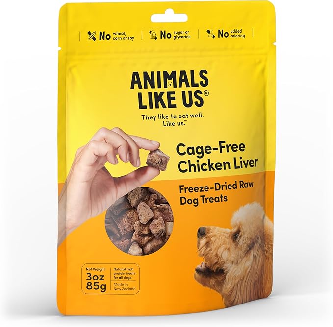 Premium Dog Treats, Freeze-Dried Raw 100% Cage-Free Chicken Liver, Single Ingredient, Protein Rich, Non-GMO, No Wheat or Corn, 3 oz