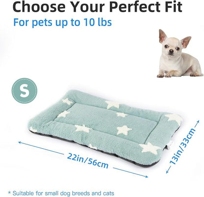 Mora Pets Cat Bed for Indoor Cats Washable Dog Crate Pad Cute Star Dog Bed Mat for Small Dogs Pet Kennel Pad for Cage Soft Flat Puppy Kitten Cushion for Sleeping Anti-Slip Blue 22 x 13