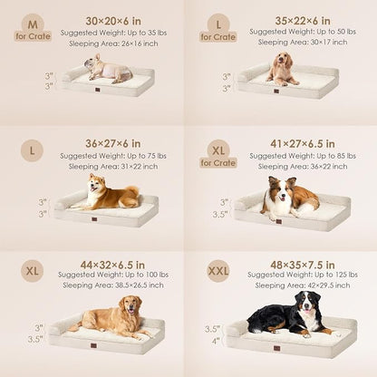 EHEYCIGA XXL Dog Bed Memory Foam, Orthopedic Giant Dog Bed Jumbo with Washable Removable Cover, Waterproof Pet Sofa Couch with Nonskid Bottom, 48x35x7.5, Beige | Washable Removable Cover, Waterproof Flat Pet Sofa Couch with Nonskid Bottom, 48x35x7.5