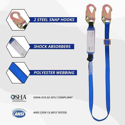 TRSMIMA Safety Harness Fall Protection - Safety Harness for Construction | Men Roofing Full Body Construction Harness Lanyard Kit Men Fall Arrest Work Tree Climbing Roofer D-ring ANSI