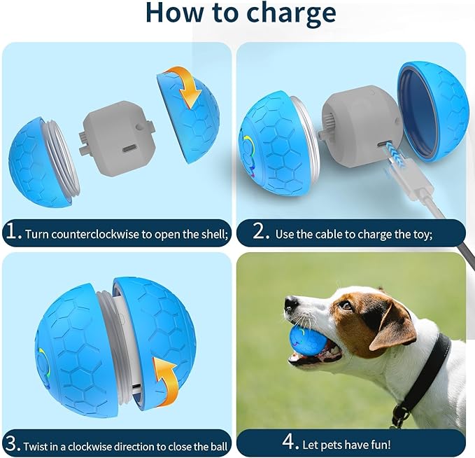 Interactive Dog Toys Dog Ball,Auto Bouncing Rotating Ball, Moving Pet Toys for Small Dogs 20 lbs (Size Small - 2.2-inch Diameter) Fun Gift for Boredom,USB Rechargeable(Blue)