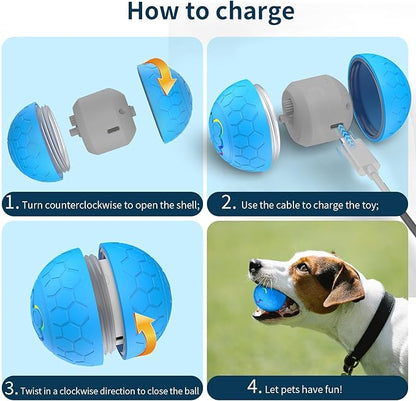 Interactive Dog Toys Dog Ball,Auto Bouncing Rotating Ball, Moving Pet Toys for Small Dogs 20 lbs (Size Small - 2.2-inch Diameter) Fun Gift for Boredom,USB Rechargeable(Blue)