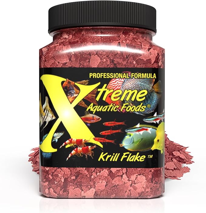 Xtreme Krill Flakes - Premium Max Protein Freshwater Fish Food with 100% Krill and Shrimp, & Vitamins for Optimal Immune and Digestive Health, Boosts Color & Energy – USA Farm Grown (3.5oz)