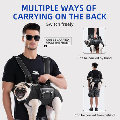 Wakytu Dog Backpack Carrier for Dogs,Dog Lift Harness | Adjustable Padded Breathable Straps for Dogs, Disabled, Joint Injuries, Arthritis,L