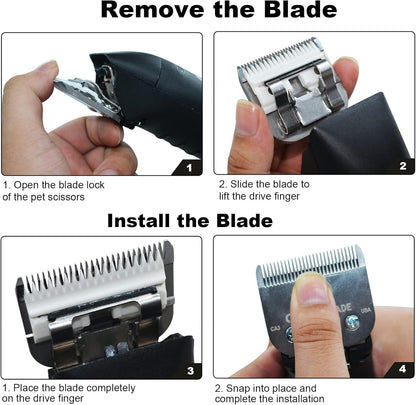 Dog Grooming Clipper Replacement Blades Compatible with Andis Pet Clipper/Oster A5/Wahl KM Series Dog Clipper,Ceramic Blade & Stainless Steel Blade(10+30+7FC+5FC)