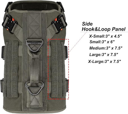 ICEFANG No Pull Tactical Dog Harness for X-Large Dogs,Adjustable Dog Vest | Control Handle,MOLLE Panel,Front Hook,3 Leash Clips,Soft Padded,for walking training,Green,X-Large