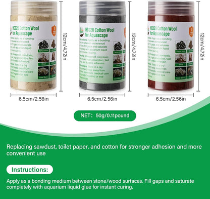 Cotton Wool for Aquascape- Gap Filler Cotton for Rocks & Wood | Aquarium Safe Bonding Material | Secure Adhesive Helper (Light Yellow(Dragon Stone Color))