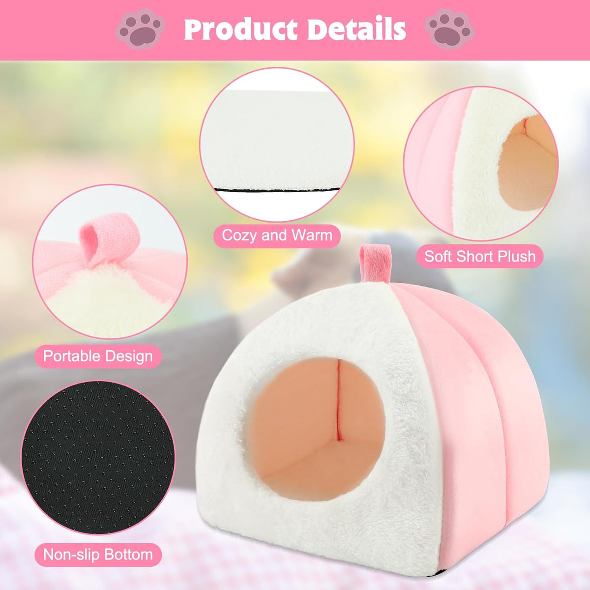 BWOGUE Guinea Pig House Bed Cozy Hamster Cave Large Hideout for Dwarf Rabbits Hedgehog Bearded Dragon Winter Nest Hamster Cage Accessories