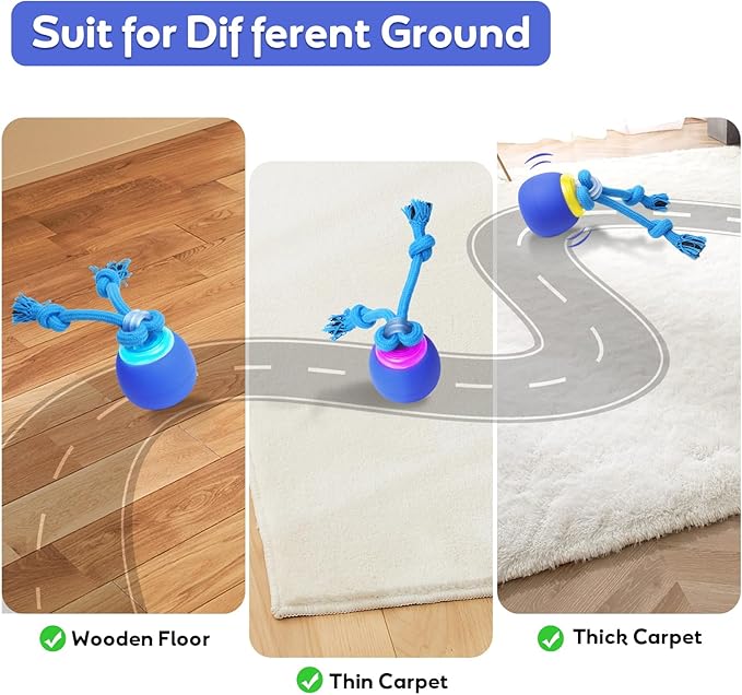 Interactive Dog Toys Touch Activated Bouncing & Jumping Dog Ball with Rope, Squeaky Doggie Toys to Keep Them Busy