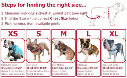 Adjustable Dog Harness– No Pull, No Choke – for English Bulldogs, French Bulldogs, Pugs & Broad-Chested Breeds – Easy, Safe Walks (Pink Floral, Medium)