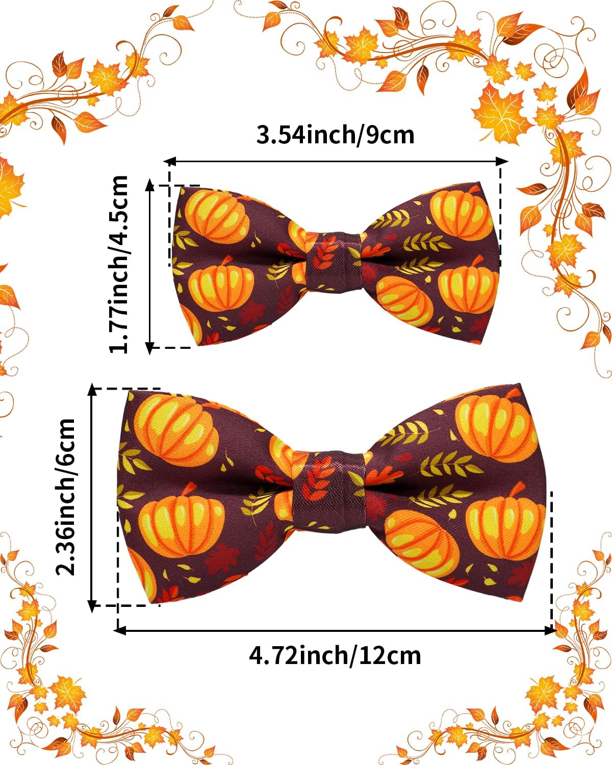 PET SHOW 10 Pack Thanksgiving Big Dog Bow Ties for Large Medium Dogs Sliding Collar Attachments Pumpkin Turkey Bowties Classy Fall Bowknots Party Holiday Pet Grooming Accessories(Large)