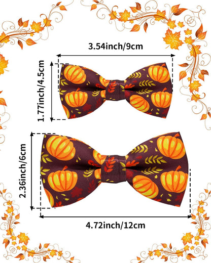 PET SHOW 10 Pack Thanksgiving Big Dog Bow Ties for Large Medium Dogs Sliding Collar Attachments Pumpkin Turkey Bowties Classy Fall Bowknots Party Holiday Pet Grooming Accessories(Large)
