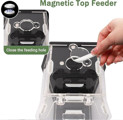 Coffin Shape Jumping Spider Enclosure, Acrylic Magnetic Terrarium with Feeding Hole, Front Opening Gothic Habitat for Tarantula Mantis Beetle