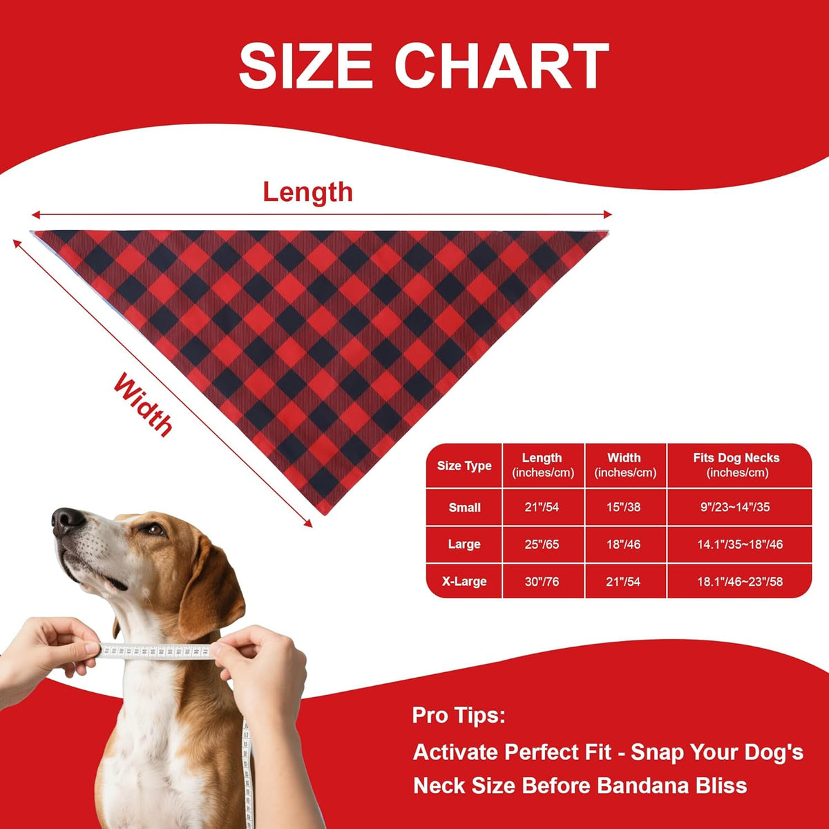 Plaid Dog Bandanas 2-Pack for Small Dogs, Red-Black & Blue-Black Buffalo Check Set - Adjustable Reversible Scarves for Boys & Girls