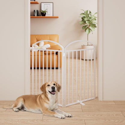 2 Panles Full Matel Freestanding Dog Gates with Door, 48"Extra Wide 36"Tall Free Standing Dog Pet Gate for Indoor & Outdoor. Foldable Pet Fences for Doorways, House, Stairs, Porch, Deck, Yard