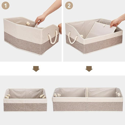 Large Dog Toy Basket With Handle, Foldable Dog Toy Box for Living Room Area, 20" Basket for Dog Toys, Clothes, Organizers and Storage with Hard Board, Anti-slip for Pet Toys (Brown, Medium)