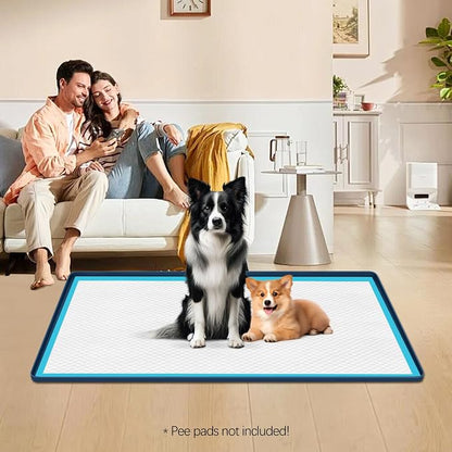 Pee Pad Holder for Dogs 51''x25.6'' Silicone Puppy Pee Pad Tray, Blue | Extra Large Dog Potty Tray Leak-Proof, High Edge, No Spill Training Pads for Floor Protection, No Pee Pads