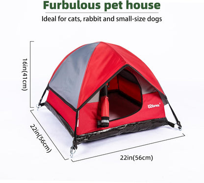 GDanes Cat House Portable Indoor/Outdoor Red Cat Tent for Cats and Small Dogs with Soft Pad
