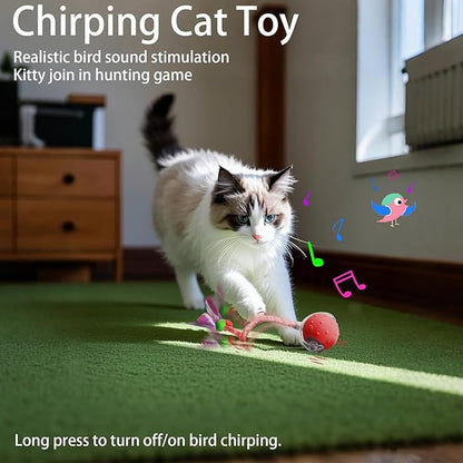 Tiny Fetch Dog Toy - Interactive Dog Toys, 360°Smart Automatic Rolling Electric Dogs Ball Toy with Birdsong, Automatic Obstacle Avoidance, Rechargeable, Boredom Relief for Dogs & Cats (Blue*1 PC)