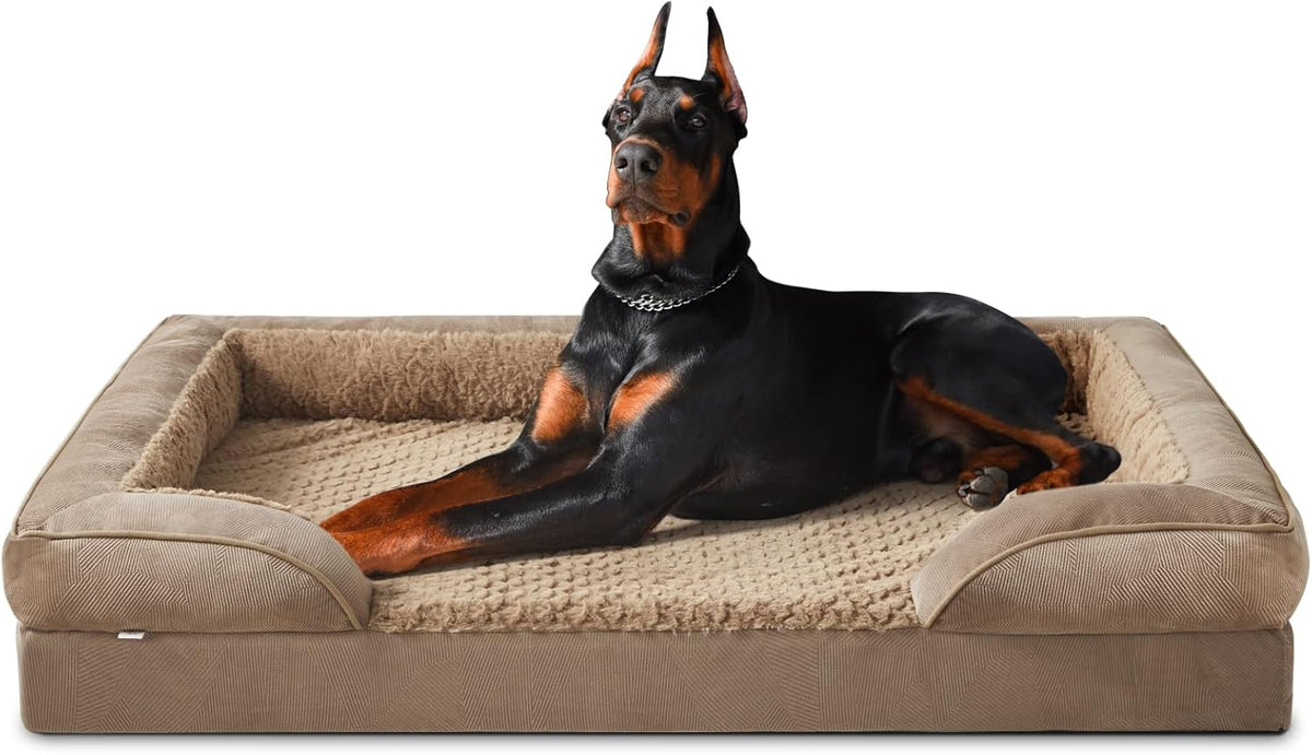 INVENHO Orthopedic Extra Large Dog Bed, XXL Waterproof Dog Sofa, Egg-Crate Foam Couch with Washable Removable Cover, Waterproof Lining and Nonskid Bottom