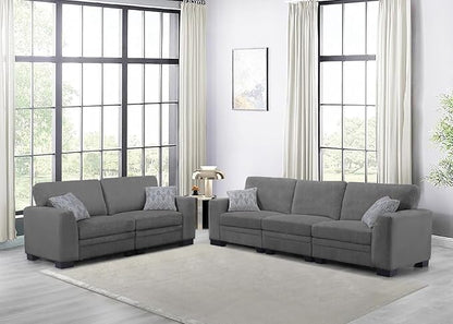 Legend Vansen Oversized Modular Sectional Sofa,5 Seat U Shaped Couch with Ottoman,Corduroy Sofa with Deep Seat,Convertible Large Sectional Couches for Living Room (Grey, 2+3)