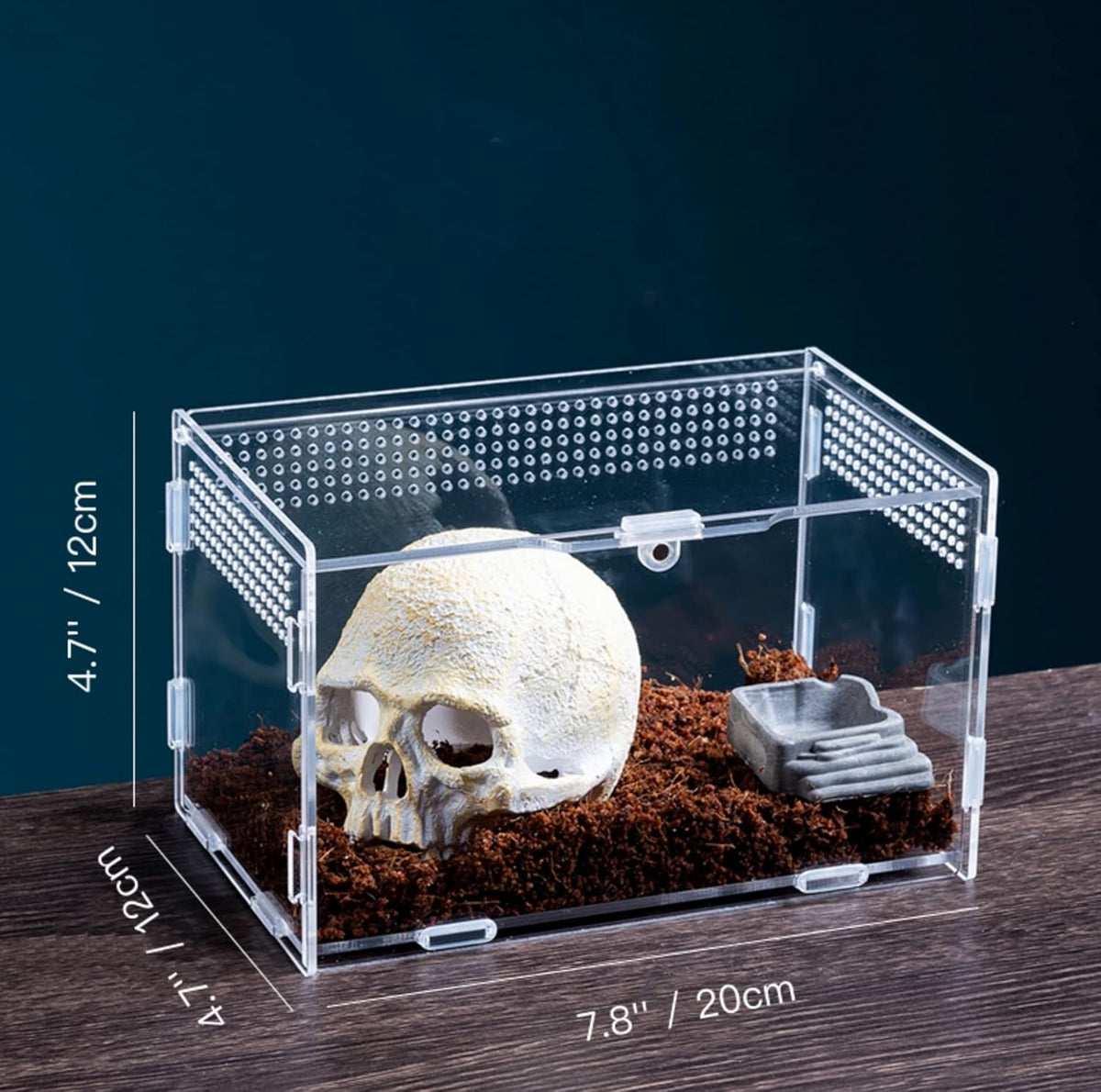 Magnetic Acrylic Case, micro habitat small Tarantula Enclosure enclosure for arboreal Tarantula Scorpion Sling Lizards Mantis Snake Gecko jumping spider snail Insect Isopods (7.8*4.7*4.7inch)