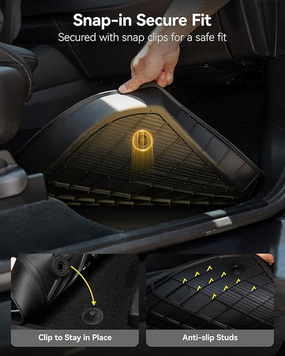 3W Floor Mats Fit for 2021-2025 2026 Ford Bronco 2 Door All Weather TPE Car Accessories Custom Fit Floor Liner 1st and 2nd Row Car Mats, Black (Not for Bronco Sport & Rubberized Floor)