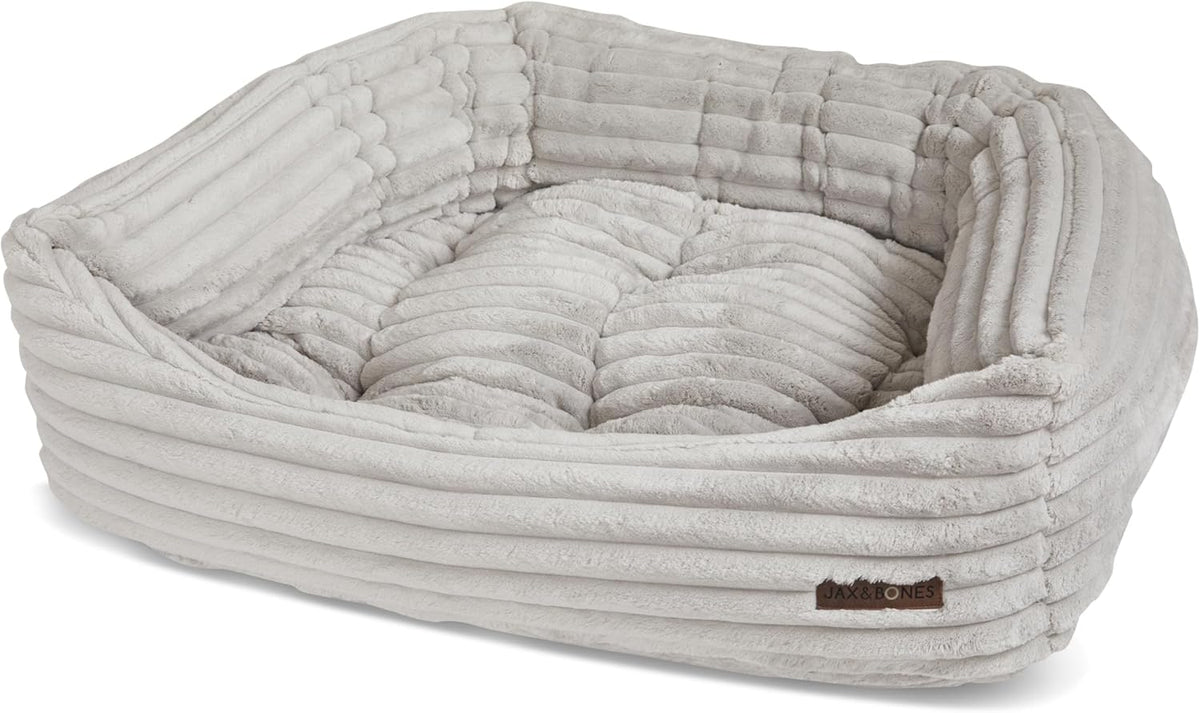 Jax & Bones Dog Napper - Luna Grey Machine Washable Bed for Dogs - Extra Heavy Duty Bolstered Sides - Small Grey Dog Mat | 24 x 21 Inches